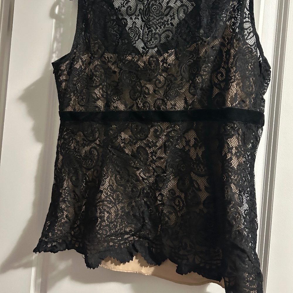 LOFT Black Lace Top Sz 14